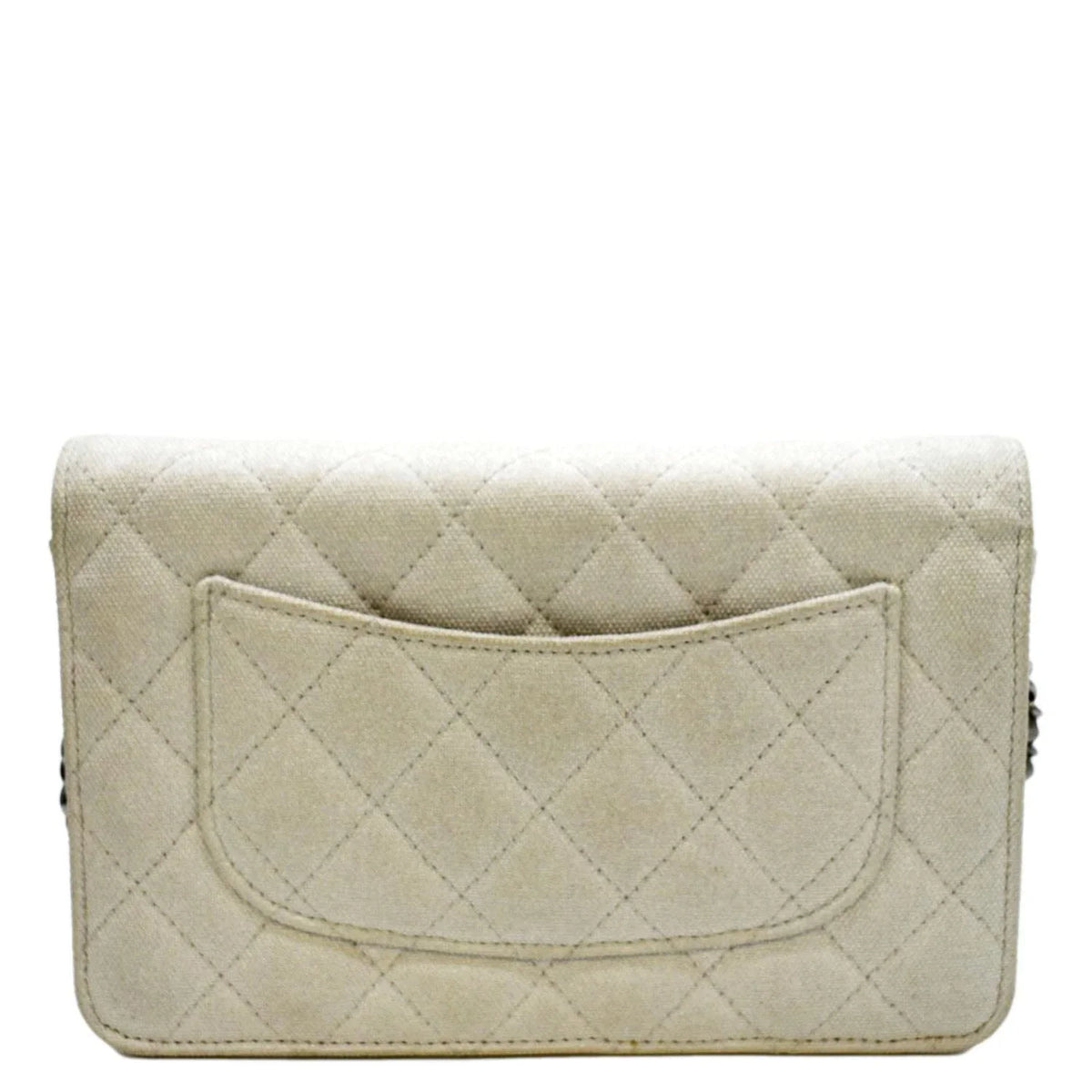 WOC Bag Reissue Crossbody Space Light Canvas Grey Pre-Owned CHANEL Quilted Charm 2.55 Classic