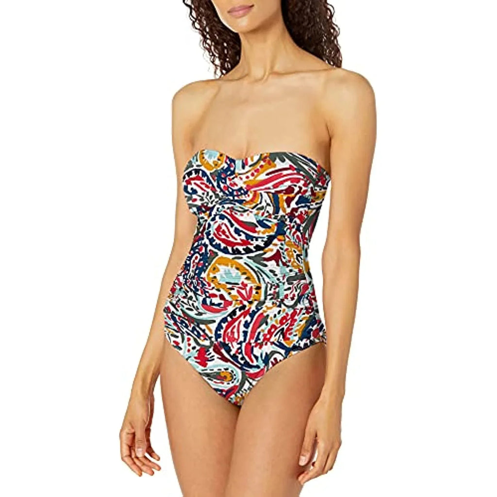 Twist Piece Bandeau 10 Anne Cole One Multi Womens Swimsuit Paisley