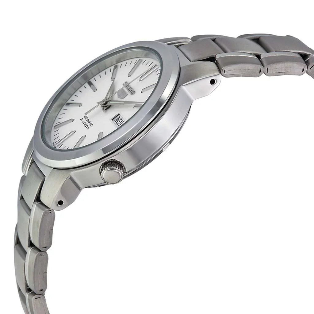 Dial Steel SNKA01 Automatic Stainless Seiko Bracelet White Watch Men's 5