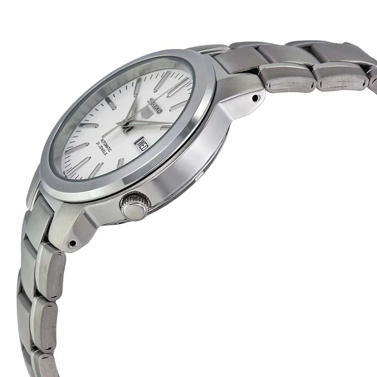 Dial Steel SNKA01 Automatic Stainless Seiko Bracelet White Watch Men's 5