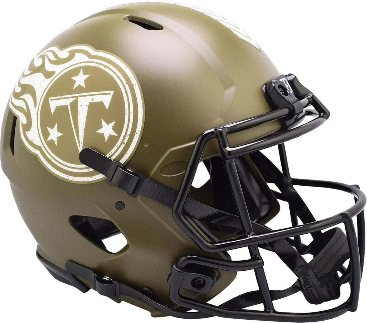 2022 Speed Olive Helmet, - Tennessee to Salute Titans Full Size Authentic Riddell Service Green