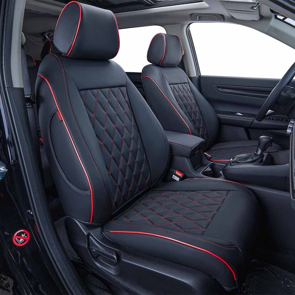 Leatherette(Black 2019 Set 2022 Custom Full HRV Car for 2021 EKR Sport,EX,EXL,Touring Honda - with Piping) HRV 2020 Fit Red Seat Covers