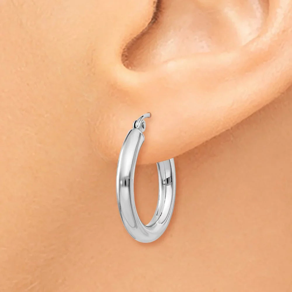 for for Hoop Polished Women Adults Gold and Tube Earrings; Teens; 14kt Real 3mm Men White and Lightweight