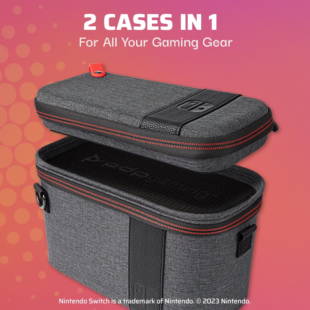 Travel Console Gaming 2-in-1 Stand, Case Removable Edition: Straps Switch Interchangeable Nintendo PDP with - Elite Pull-N-Go Built-in & Grey Dividers: