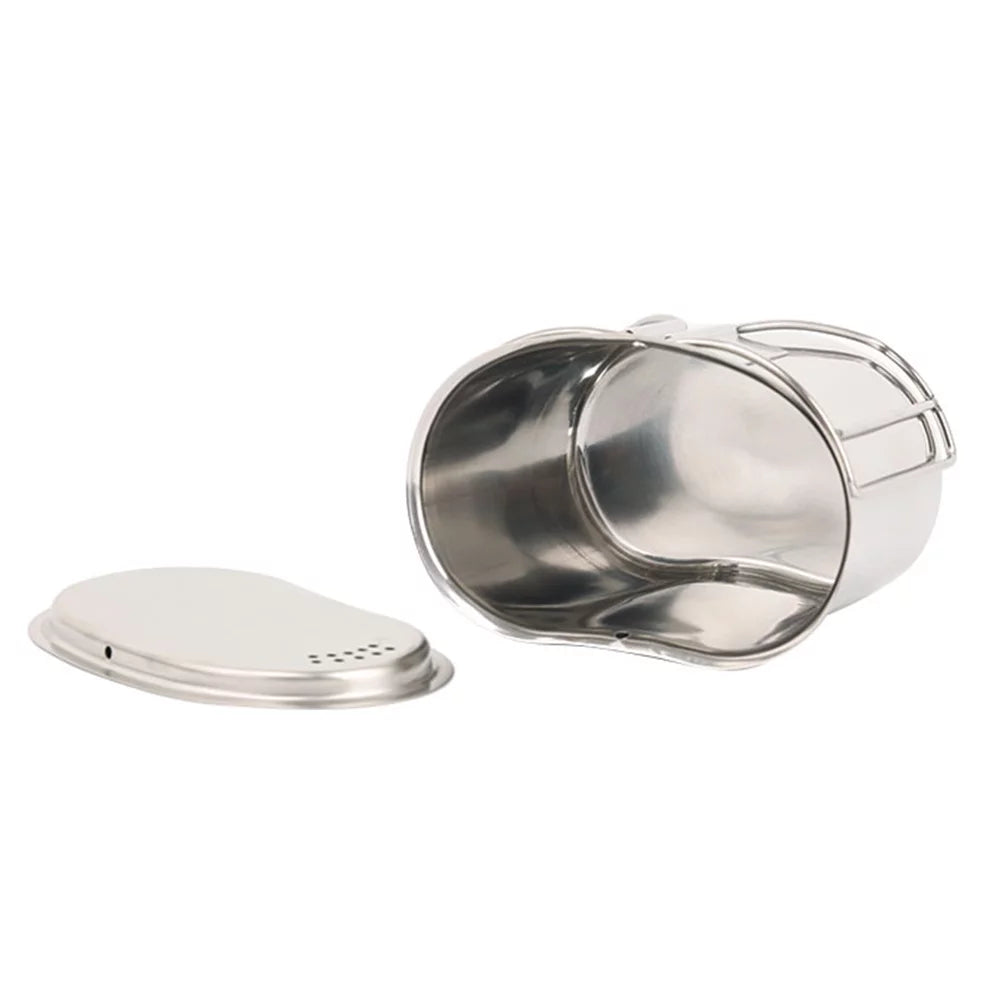 '- Set Steel Cup with Wood Pot and Camping for Stainless Survival Kitchenware Hanging Lixada Stove Canteen