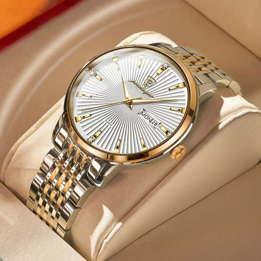 Watch Waterproof Male Thin Luminous Business Steel Men Date&Week POEDAGAR Gift Luxury Watches Ultra Stainless Quartz Men's Clock