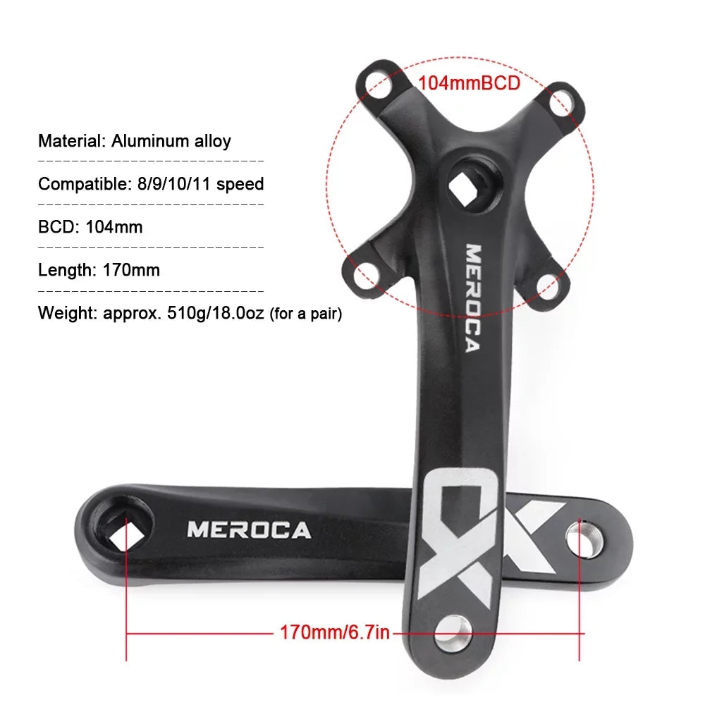 Ideal Single MEROCA 170MM Mountain for Crankset, 8/9/10/11 - for 104 Set - Biking Alloy Enthusiasts Aluminum Ring Bike Crank Speed BCD
