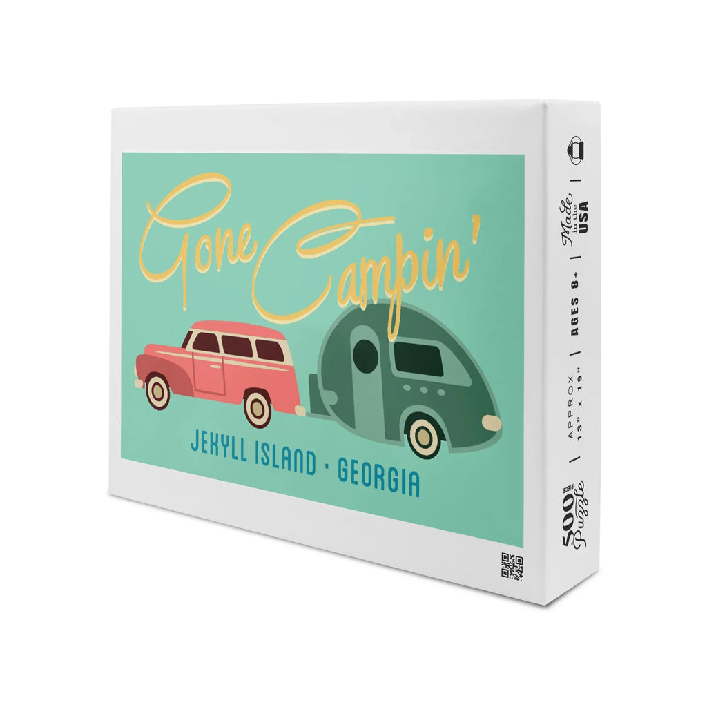 Gone Campin, Trailer, Georgia, (19x27 for inches, Puzzle Family, Adults and Geometric Piece Jigsaw Jekyll in 500 Island, Premium USA) Made
