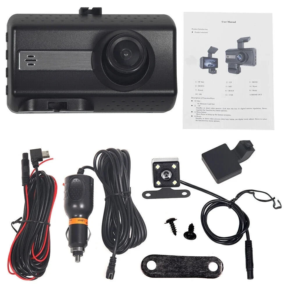with Lens Front Recorder: Dash Camera DVR JahyShow Car Dual Rear Cam G and 1080P Sensor