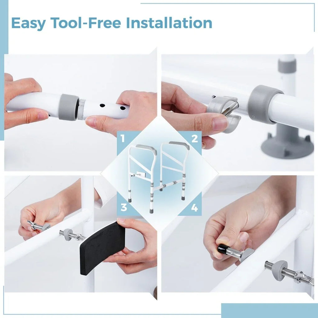 Toilet All for Adjustable Toilet Mats, Support Toilet Safety Frame, Standing Handles Toilet Non-Slip Rails Large Safety for Fit Toilets Aid Disabled, Free-Assembly, with Elderly,