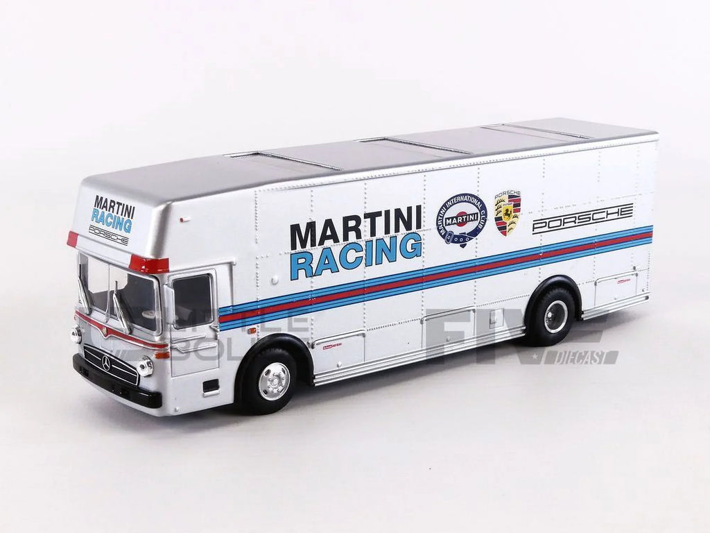 Diecast by Schuco Racing" Race Car Mercedes Stripes Model Benz "Martini Transporter Silver 1/64 with