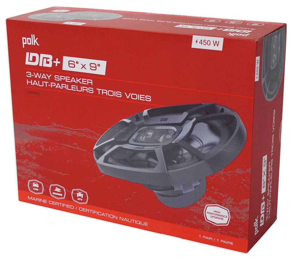 Polk 6X9" Audio DB692 Marine/ATV/Motorcycle/Boat 2) Speakers+Headphones 450w Car