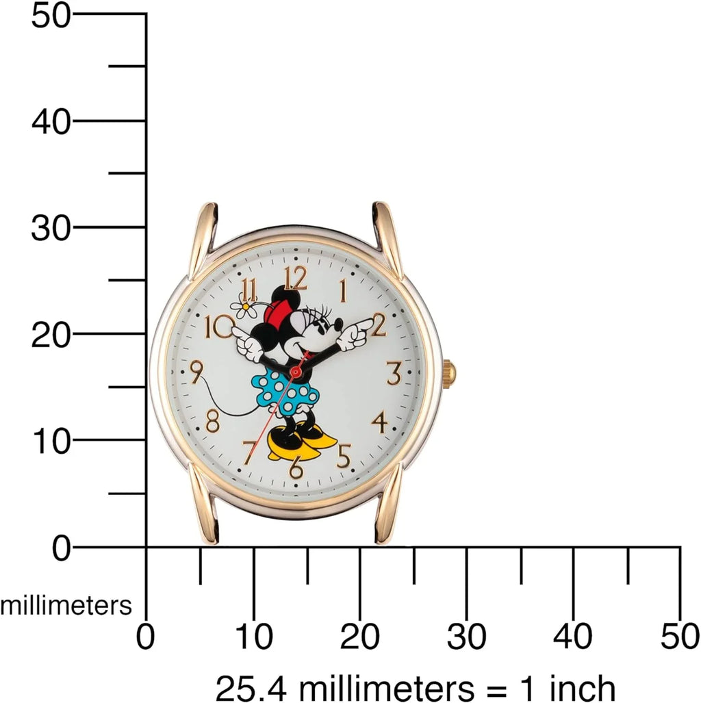 Disney Watch, Mouse Two Tone Women's Minnie Alloy Leather Cardiff W002770 Brown Strap,