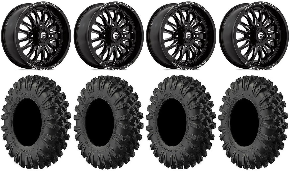 Mule 40" MotoRavage Wheels Kawasaki Tires Teryx XL ARC 18" Fuel Black