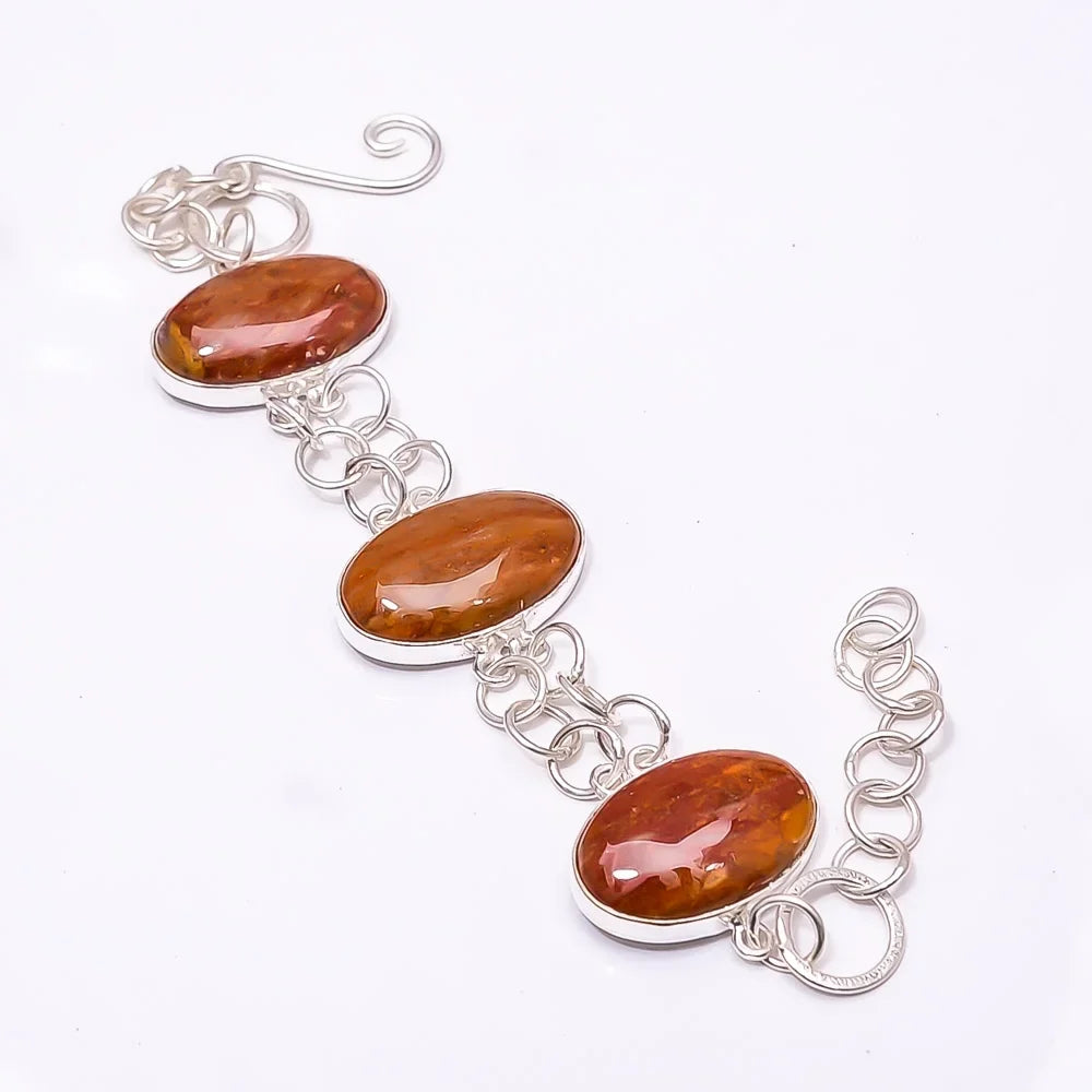Plated Bracelet B_9205_388_49 -Indonesia Yellow Red Bracelet Jasper 7.99", Yellow And And And Silver Adjustable Red Jasper Red 925 Yellow