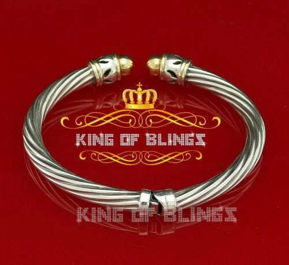 Cubic Stones for Of Zirconia Bangle Men/Womens Silver Inch King 7 Bling's Fashion Round
