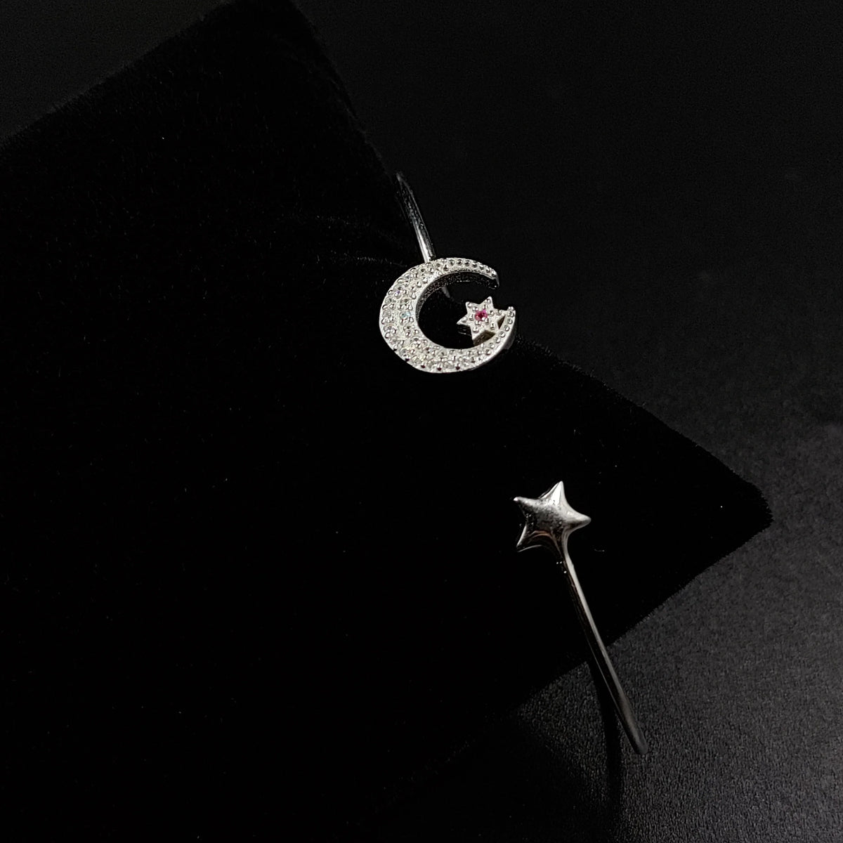 Girls for Best Open Gift ended idea and Handmade Star jewelry Solid Silver Kada style CZ Adjustable Bracelet Moon Celesticle cuff