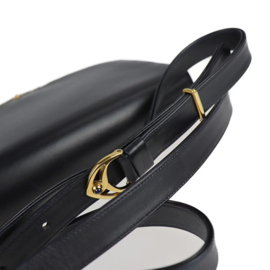 Pre-Owned line calf navy Cartier bag (Good) shoulder 2WAY dark CARTIER clutch leather sapphire