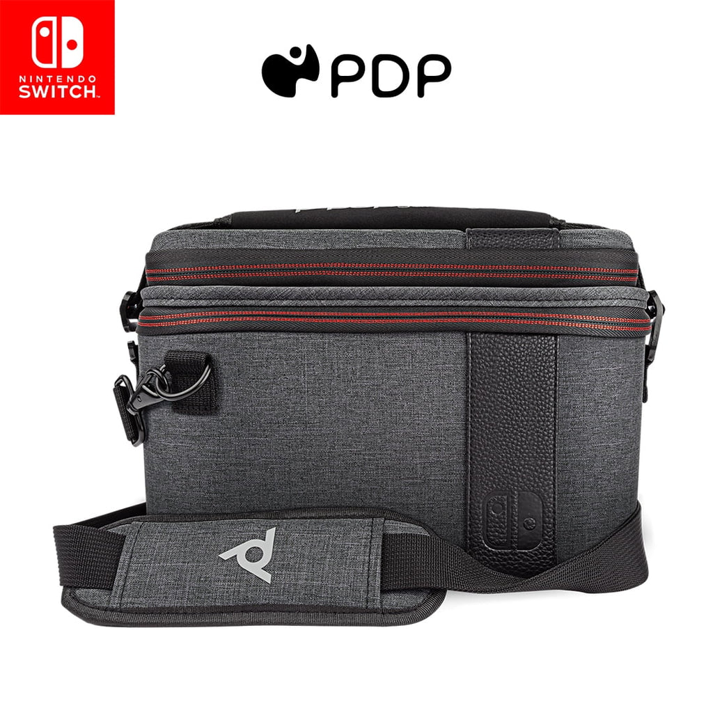 Travel Console Gaming 2-in-1 Stand, Case Removable Edition: Straps Switch Interchangeable Nintendo PDP with - Elite Pull-N-Go Built-in & Grey Dividers: