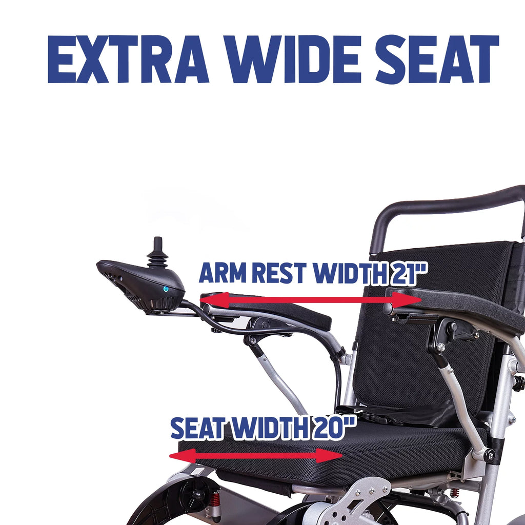 Alton Foldable Electric Wheelchairs Mobility 360lbs - Power miles - 500W SILVER 20 - Exclusive - Lightweight and