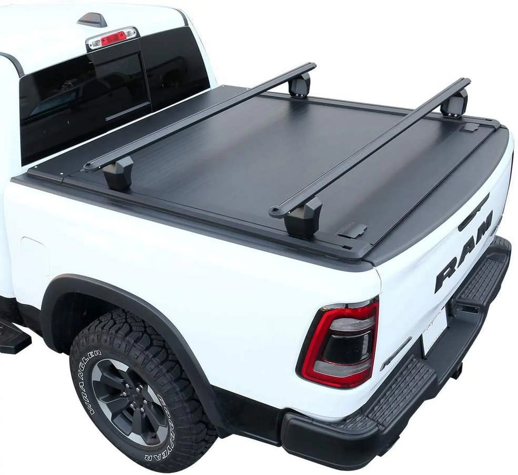 Cross Syneticusa Tonneau with Aluminum Matte Waterproof (67.4”) Fits Low Cover 2019-2022 Hard Retractable Off Bars Ram 1500 Black 5'7" Bed Profile Road
