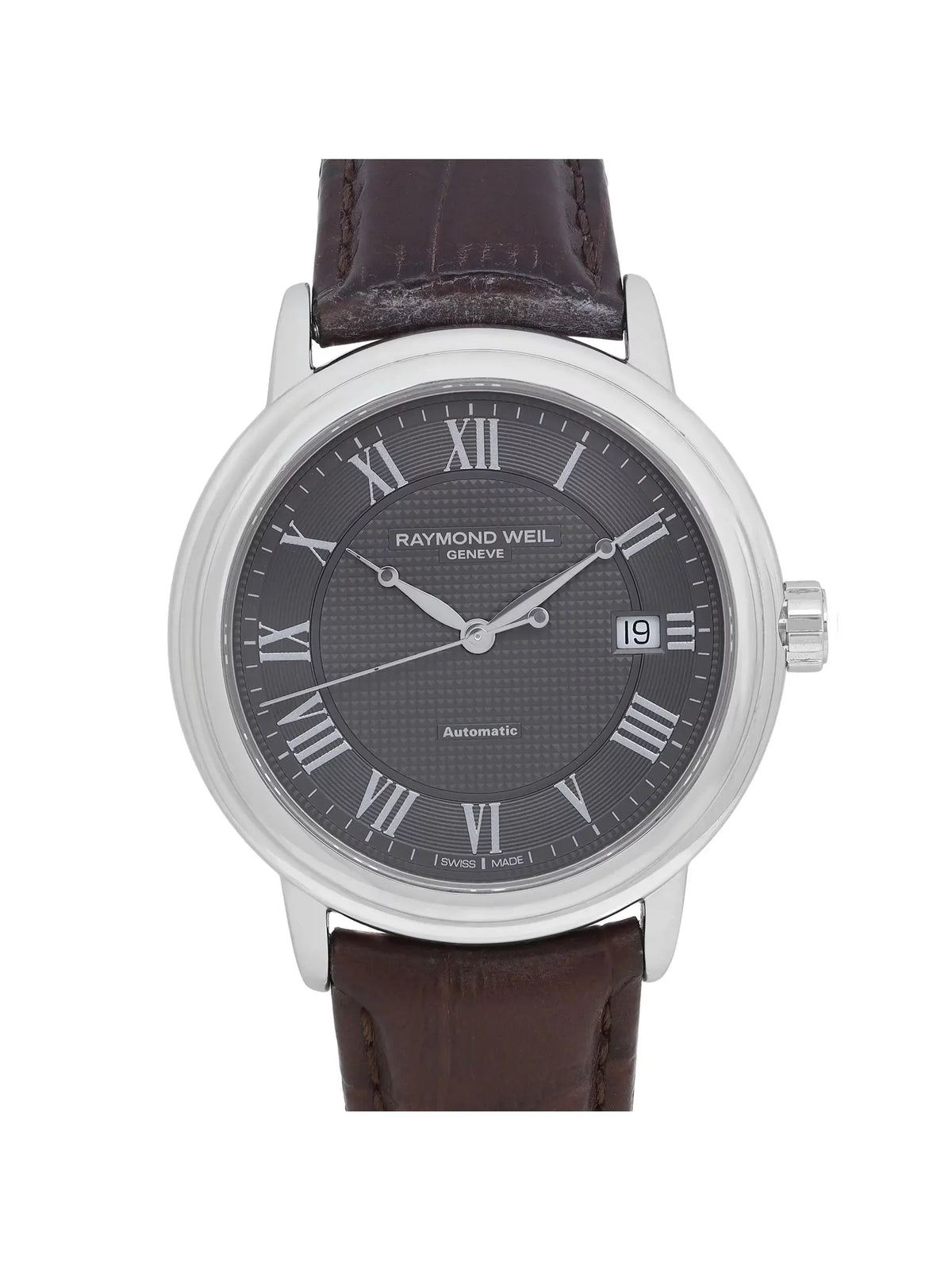 39mm Automatic Dial Watch Raymond Mens Gray Weil Steel Maestro 2837-STC-00609