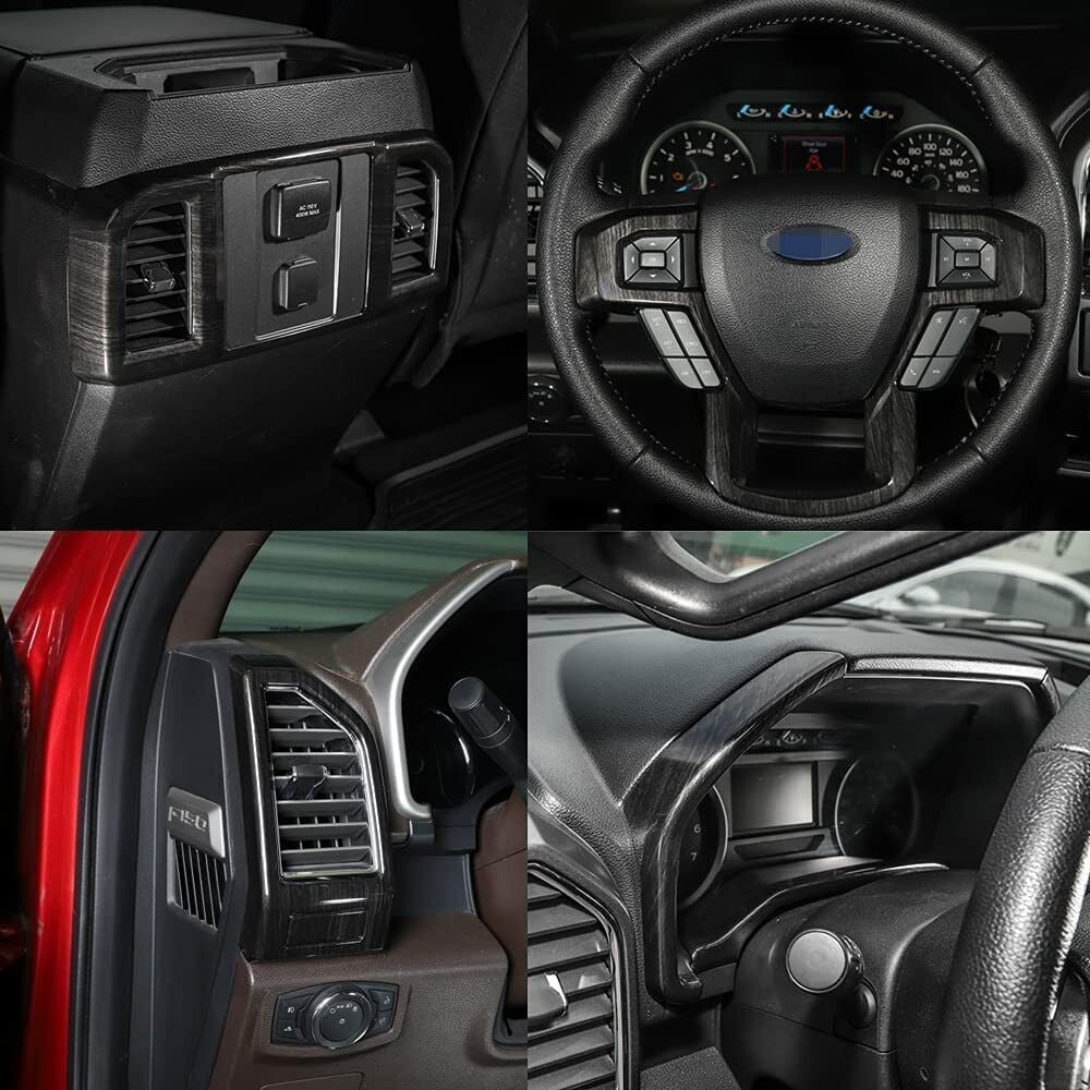 F150 Kit Black Accessories Teledu Console Center Cover 15+ Trim Interior Wood