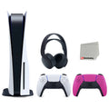 and Headset 3D Black with Extra Playstation Disc Version Sony with Cleaning 5 Controller Console Bundle Pink PULSE Cloth