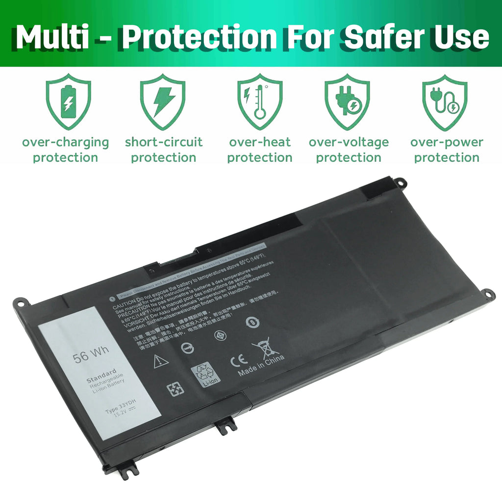 15.2V 15 battery 33YDH inspiron 7586 Battery 56Wh Dell for 7000