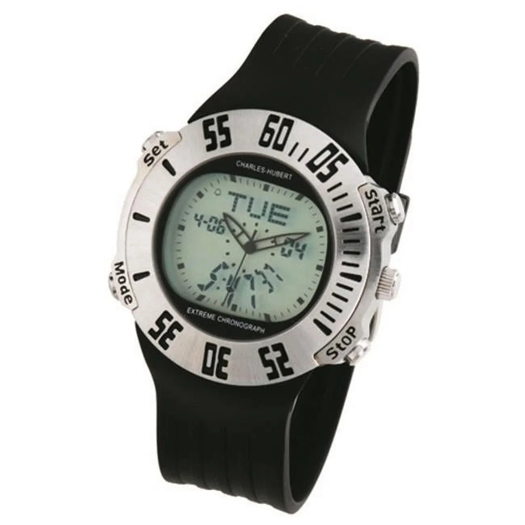 Watch #3563-W Wolrd Time Mens Chronograph Paris Alarm Quartz Charles-Hubert-