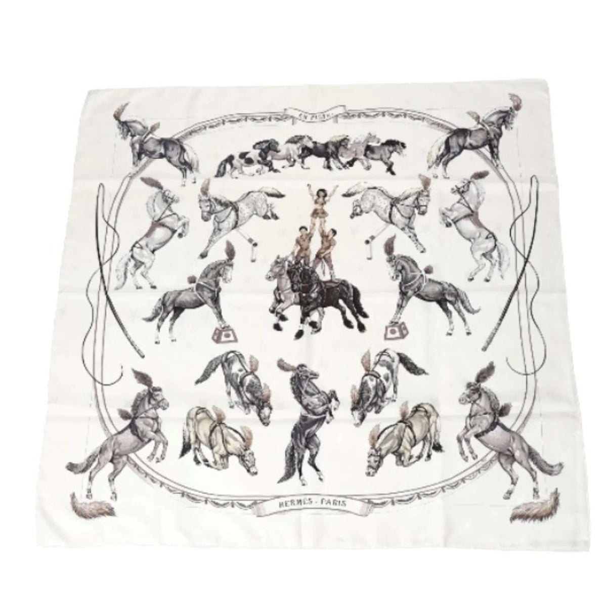 (Good) Silk HERMES Hermes Carre90 Pre-Owned 100% White Scarf
