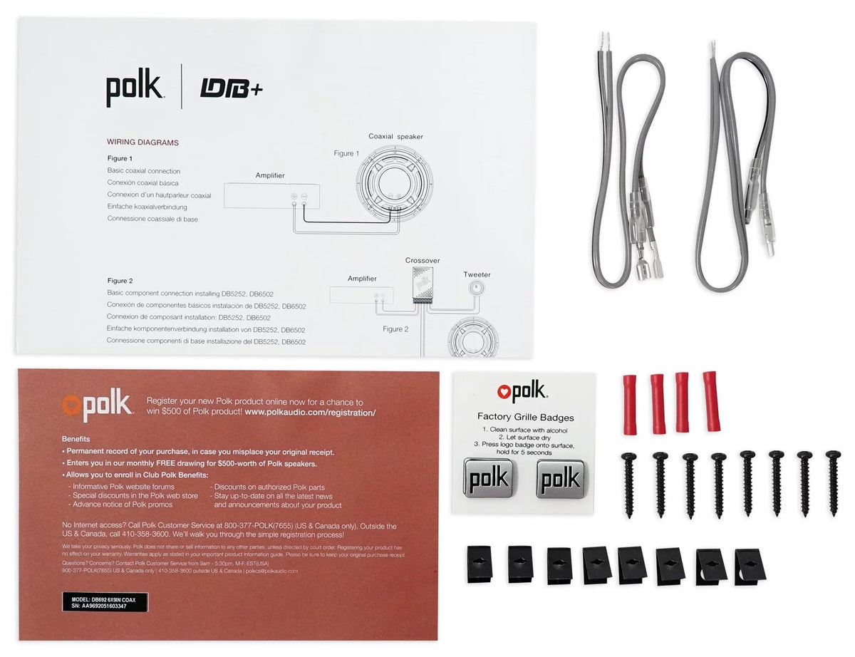 Polk 6X9" Audio DB692 Marine/ATV/Motorcycle/Boat 2) Speakers+Headphones 450w Car