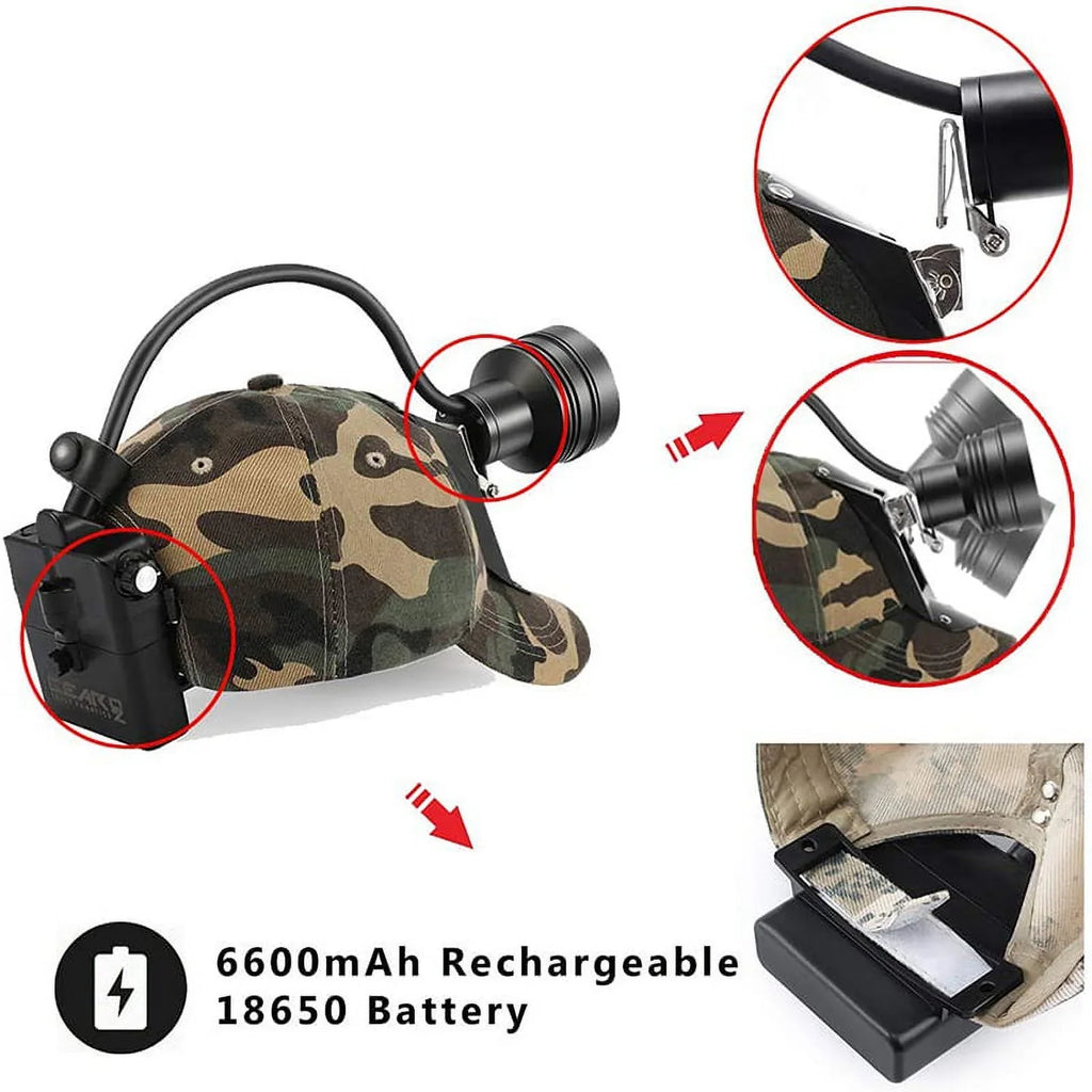 With Working for Hiking Fishing for Lighting Waterproof Night Camping Powerful 6 Predators Head Rechargeable Hunting Headlamp LEDs & 4 Perfectly Lights Coyotes Hog Modes