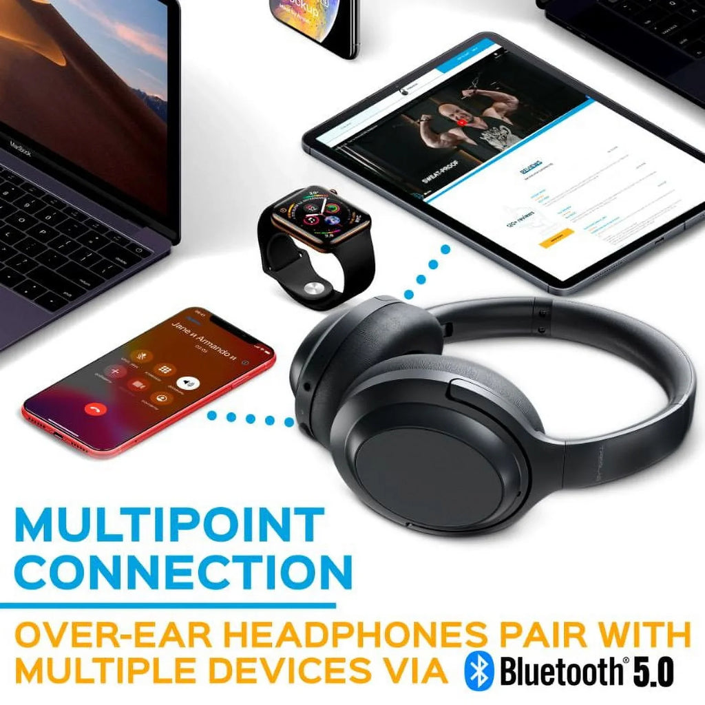 Control Bluetooth Charging, Ear - Canceling 45H Headphones with Hybryd TREBLAB Z7 Wireless & Mic USB-C Fast Touch Over ANC PRO Playtime Headphones (Grey) - Noise Sound, Active w/aptX, Stereo