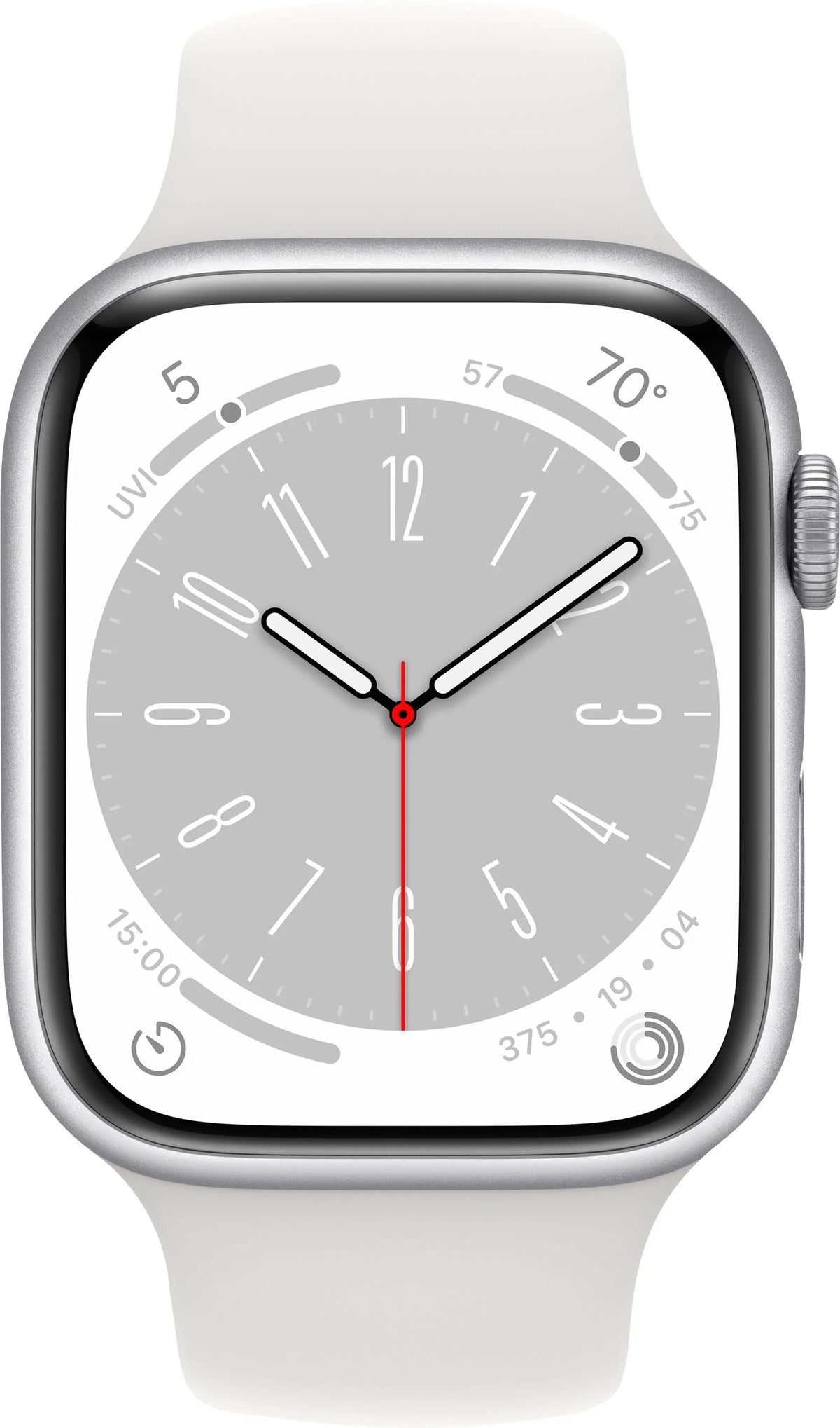 45mm Series Gen Sport MP6P3LL/A Apple 8 Silver 8 (Refurbished) Band - White Aluminum Watch Restored