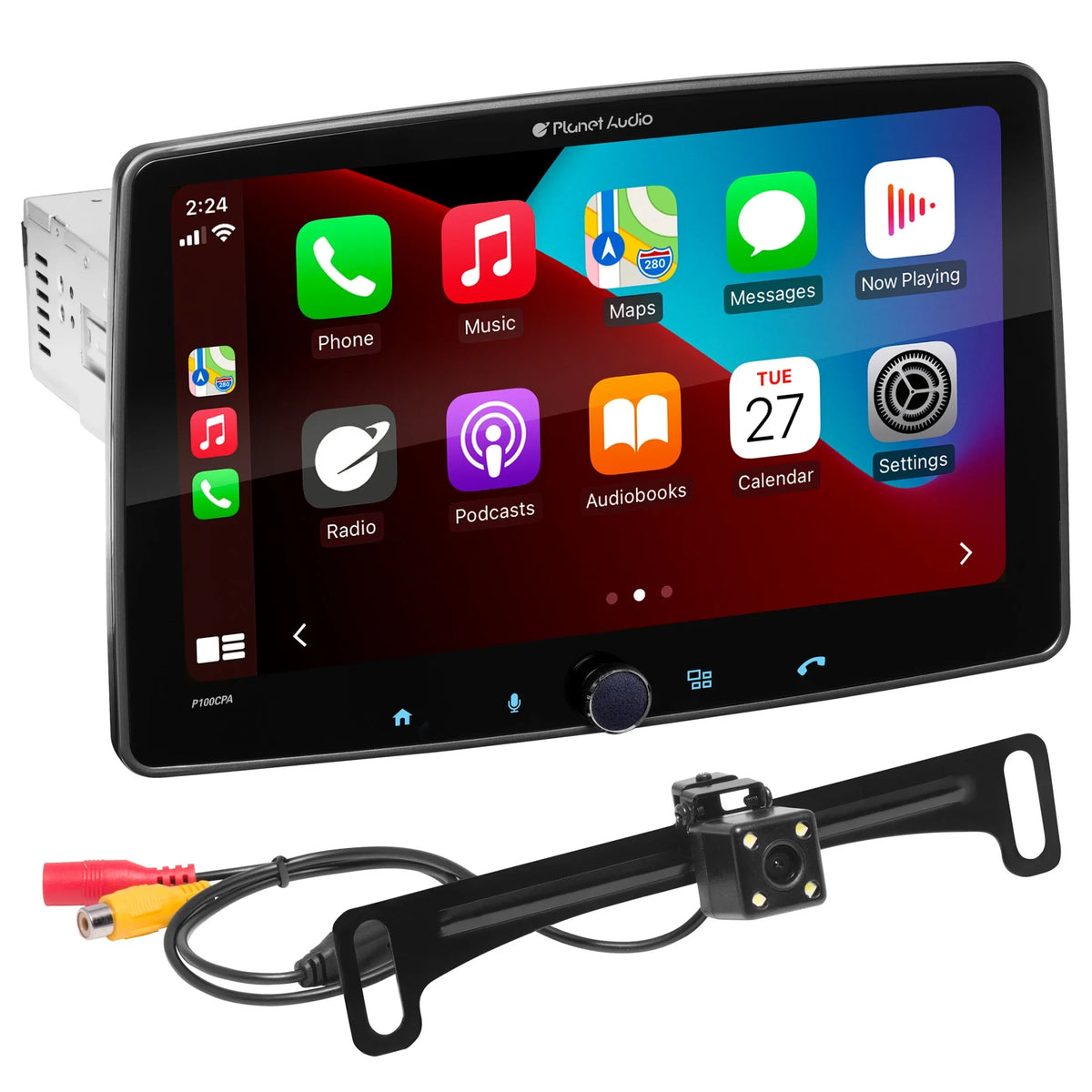 Camera Stereo AM/FM No Din, Auto, Bluetooth, Android CD Apple Backup - Touchscreen, Inch Radio Single CarPlay, Car Receiver, P100CPAC DVD Audio Planet Player, 10.1