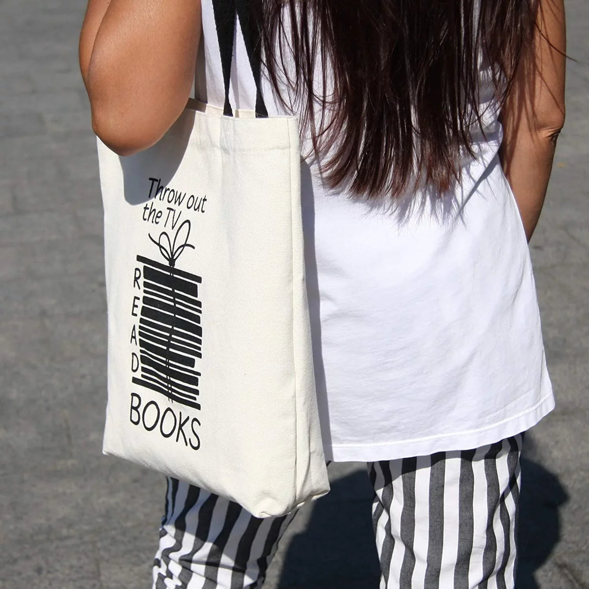 12 100% Canvas Reusable Tote - Bag Women Canvas Cute & Pocket, oz Picnic Office, Black An Men, Inner Durable For Print School, With Bags Design For Books Handles Max Cotton Fun Miller Multi-functional