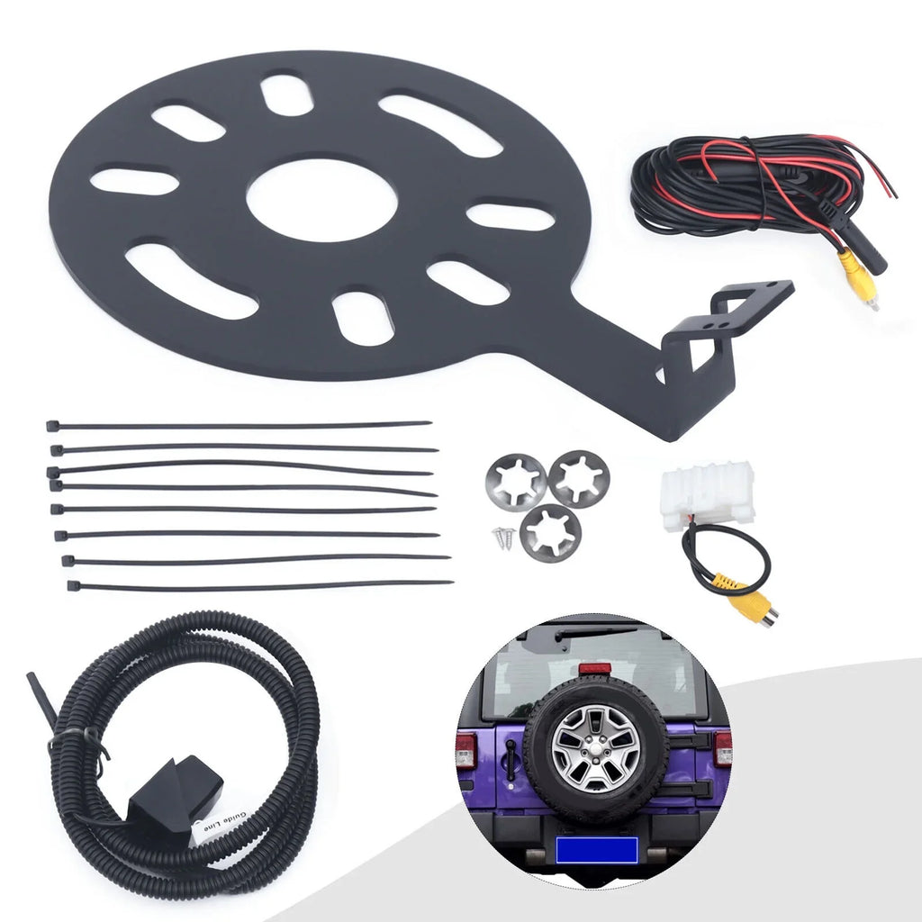 170° Camera View JK ZhdnBhnos for 2007-2017 Spare Wrangler Mount Jeep Backup Bracket Tire Kit Rear