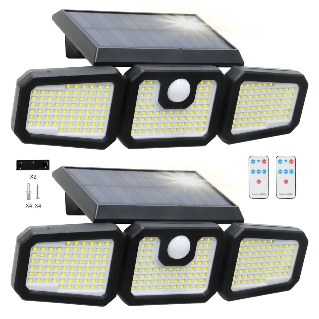 Motion Garage - Outdoor Waterproof 2500LM Lights Solar Remote Heads 3 Yard Yyton Flood Outside Sensor Packs) for Lights Lights 210LED with Security - Control (2
