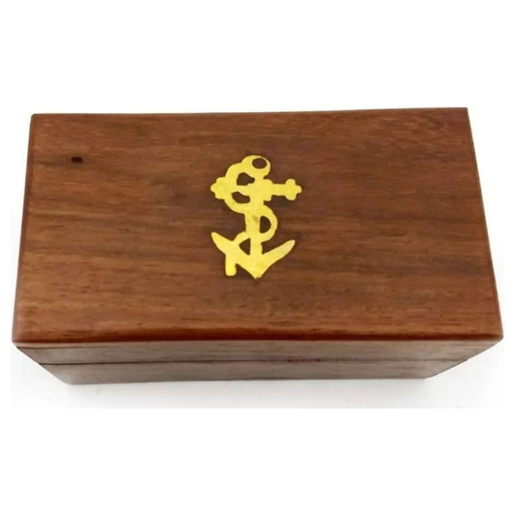 Box Brown Wooden Saltoro Brass with Gold - Telescope Small and Sherpi Pullout
