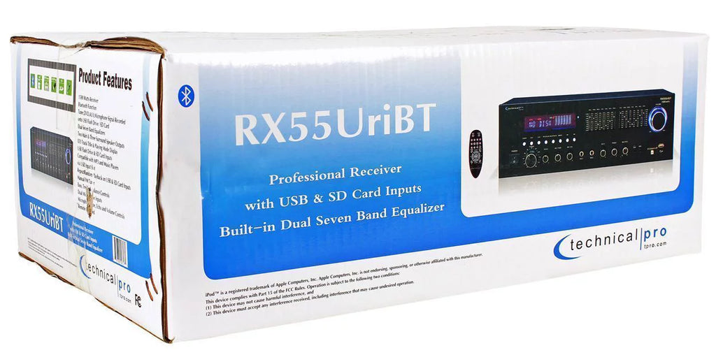Bluetooth Ceiling Home Black 6.5" Receiver+4) Speakers RX55URIBT Theater