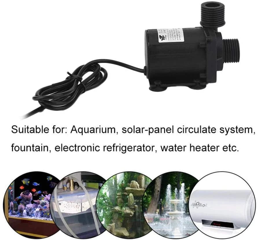 Thread 4M/13ft Circulation Male 12V Submersible Water for Water Solar Aquarium Fountain 210GPH 1/2'' Pump Pond Pump 800L/H Centrifugal System DC Panel Brushless
