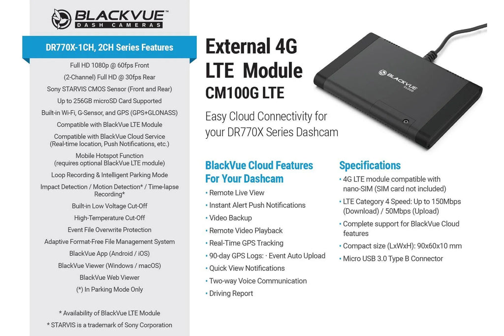 Cloud-Ready | BlackVue With Front Waterproof 128GB Dash & Cam GPS DR770X-2CH-TRUCK 1080p Exterior WiFi 60FPS Card +
