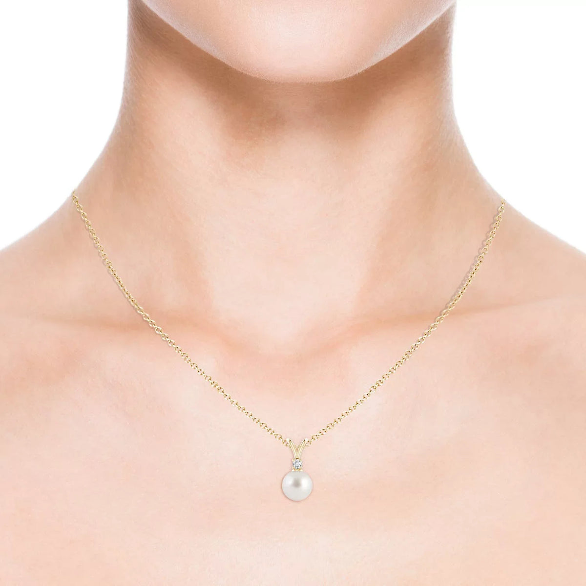Cultured Jewelry for Yellow Girls Angara Wedding, (Grade-AAA|Size-8mm) Birthstone 14K in Her Necklace Birthday, Gold Pendant South for Sea Women, Pearl June Valentines Gifts V-Bale Day Engagement,