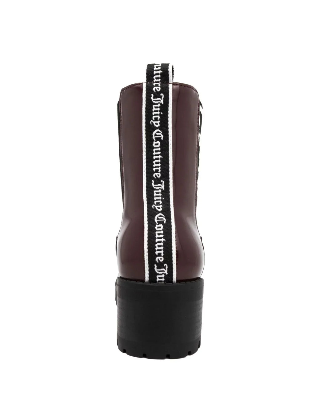 COUTURE 7.5 M Toe Heel Womens Round One-up Burgundy Goring Booties Logo JUICY Block Comfort