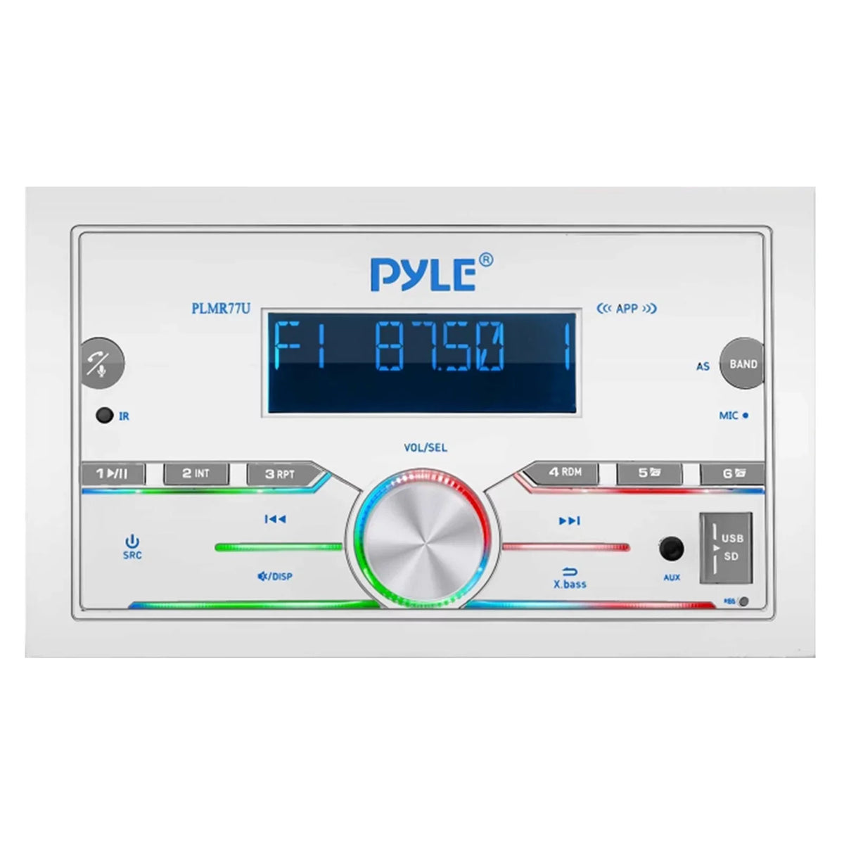 Pontoon White Marine FT 50 Bundle: 6.5'' Speaker Pyle Amplifier, 21-29' 4-Channel Installation 4x Wire, Audio Waterproof DIN Double Antenna Receiver, Gauge Bluetooth Amp 18 Radio Kit, Speakers, Boat