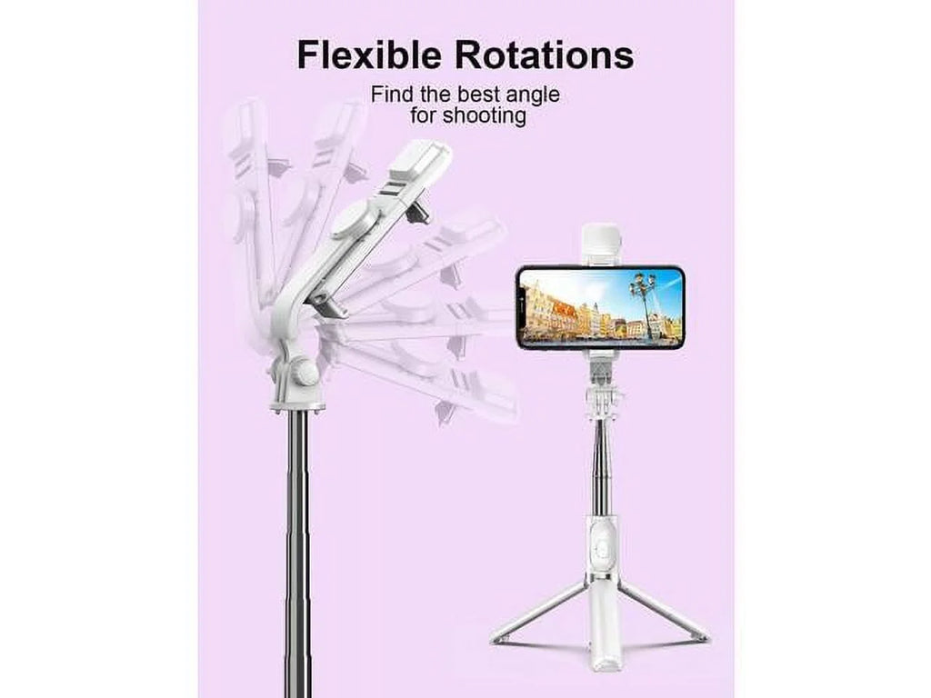 Light, Model Tripods Android with Extendable (White, Compatible Remote, with Q02s) Cell and Stick Ring Selfie LED with Tripod Remote Phone iPhone