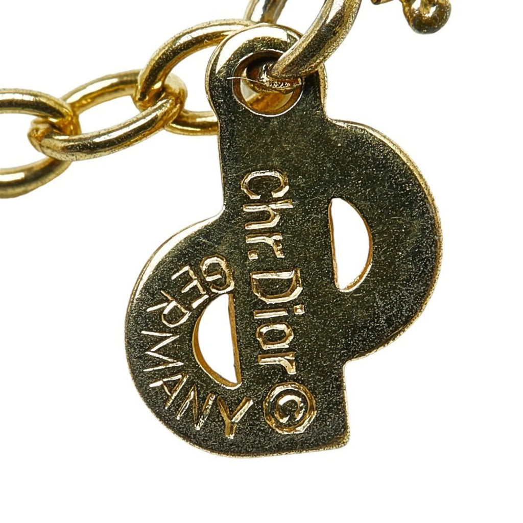 Gold Necklace Women's Dior Rhinestone Christian CD Pre-Owned Plated Heart (Good) Dior