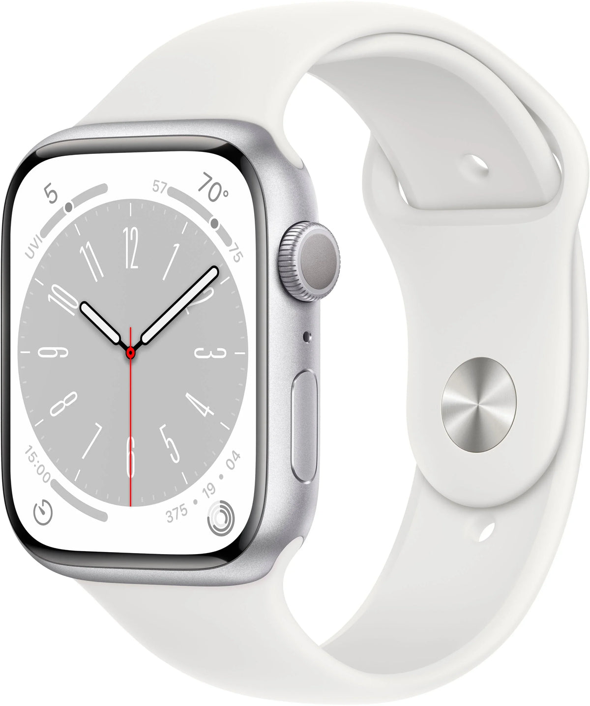 45mm Series Gen Sport MP6P3LL/A Apple 8 Silver 8 (Refurbished) Band - White Aluminum Watch Restored
