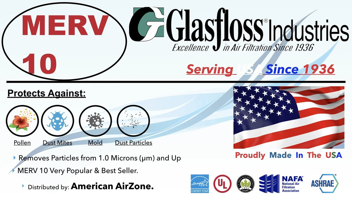 In MERV - Glasfloss - 4) of 10x30x2 USA. or Home HVAC or (Pack Air Filter Made Furnace Pleated - - The Filter Filter Office 2" Air 10 AC - - Air